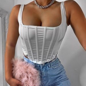 Missguided White Satin Corset Top
